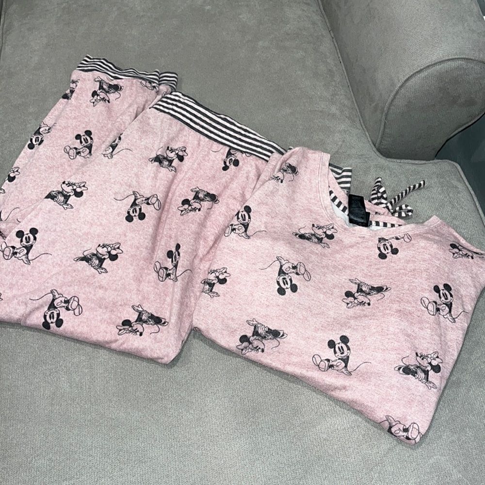 Disney logo winter pajama set pants, inseam 29”